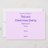 Winter Trees Lila "Party"-Einladung Einladung (Rückseite)