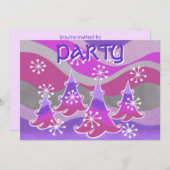 Winter Trees Lila "Party"-Einladung Einladung (Vorne/Hinten)