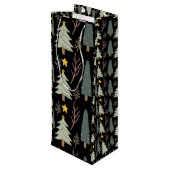 Winter Trees Pattern Holiday Forest Weihnachtsspas Geschenktüte Für Weinflaschen (Rückseite Schrägansicht)