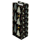 Winter Trees Pattern Holiday Forest Weihnachtsspas Geschenktüte Für Weinflaschen (Vorderseite Schrägansicht)