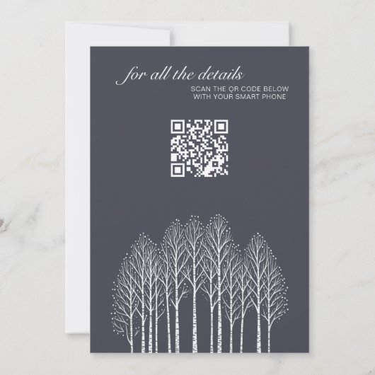 Winter Trees QR Code Hochzeitseinladung Einladung (Rückseite)