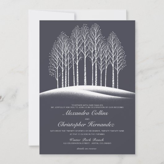 Winter Trees QR Code Hochzeitseinladung Einladung (Vorderseite)