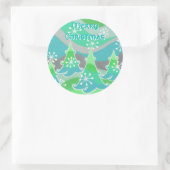 Winter Treppen Green 'Merry Christmas' Rundaufkleb Runder Aufkleber (Tasche)