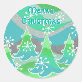 Winter Treppen Green 'Merry Christmas' Rundaufkleb Runder Aufkleber