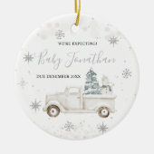 Winter Truck Baby Boy Girl Pregnancy Ankündigung Keramik Ornament (Vorne)