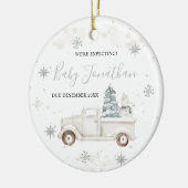 Winter Truck Baby Boy Girl Pregnancy Ankündigung Keramik Ornament (Links)