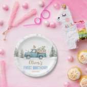 Winter Truck Onederland Forest Birthday Pappteller (Party)