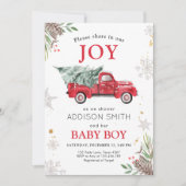 Winter Truck Share Joy Baby Dusche Kälte Außenbere Einladung (Vorderseite)