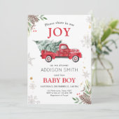 Winter Truck Share Joy Baby Dusche Kälte Außenbere Einladung (Stehend Vorderseite)