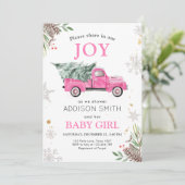 Winter Truck Share Joy Baby Dusche Kälte Außenbere Einladung (Stehend Vorderseite)