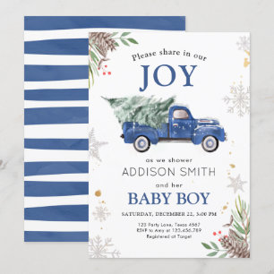 Winter Truck Share Joy Baby Shower Cold Außenberei Einladung