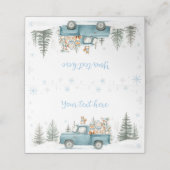 Winter Truck Woodland Animals Birthday Food Tent Platzkarte (Außenseite Aufgefaltet)