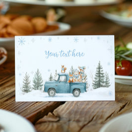 Winter Truck Woodland Animals Birthday Food Tent Platzkarte