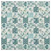 Winter Türkis Blau Patchwork Vintage Quilt Stoff (Muster)
