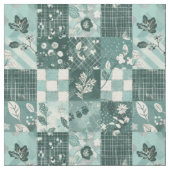 Winter Türkis Blau Patchwork Vintage Quilt Stoff (Nahaufnahme)