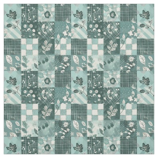 Winter Türkis Blau Patchwork Vintage Quilt Stoff (Muster)