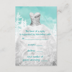 Winter Türkis Blau Schneeflocken Quinceanera RSVP Karte