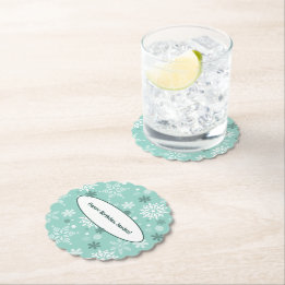 Winter Türkis-Blau Snowflake Geburtstagsparty Untersetzer