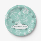 Winter Turquoise-Blue Geburtstagsparty Pappteller (Vorderseite)