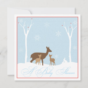 Winter Twin Deers Baby Shower Einladung