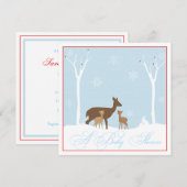 Winter Twin Girl Deers Babydusche Einladung (Vorne/Hinten)