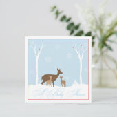 Winter Twin Girl Deers Babydusche Einladung (Stehend Vorderseite)