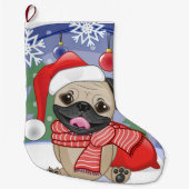 Winter-u. Weihnachtszeit-Mops Großer Weihnachtsstrumpf (Vorderseite)