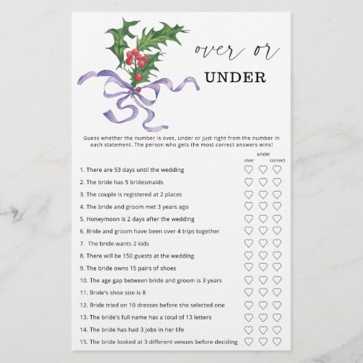 Winter über oder unter Brautparty (Vorderseite)