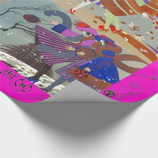 WINTER UND FALL ART DECO SCHÖNHEIT GESCHENKPAPIER (Ecke)