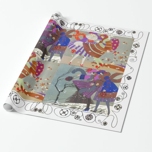 WINTER UND FALL ART DECO SCHÖNHEIT, weiß Geschenkpapier (Ungerollt)