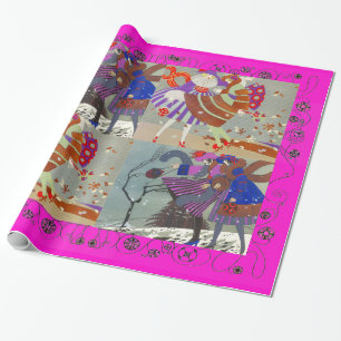 WINTER- UND HERBST-ART-DECO-SCHÖNHEIT-MODE GESCHENKPAPIER