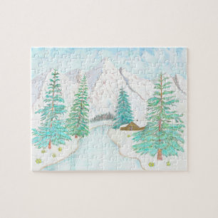 Winter- und Immergrün-Glossy-Poster Puzzle