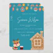 Winter- und Rentiermassage mit Baby-Dusche Einladung (Vorne/Hinten)