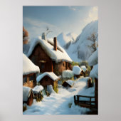 Winter und Schnee im Dorf | Art der AI Poster (Vorne)