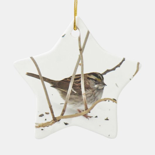 Winter und Sparrow Keramik Ornament (Vorne)
