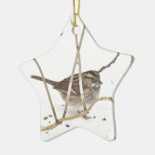 Winter und Sparrow Keramik Ornament (Links)