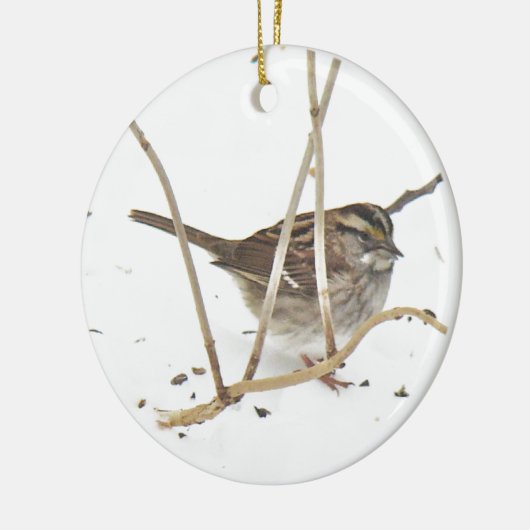 Winter und Sparrow Keramikornament (Links)