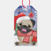Winter- und Weihnachtszeit Mops Geschenkanhänger (Vorderseite)