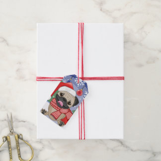 Winter- und Weihnachtszeit Mops Geschenkanhänger