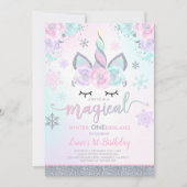 Winter Unicorn Einladung Winter ONEderland Party (Vorderseite)