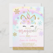 Winter Unicorn Einladung Winter ONEderland Party (Vorderseite)