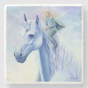 Winter Unicorn Elf Rider Steinuntersetzer