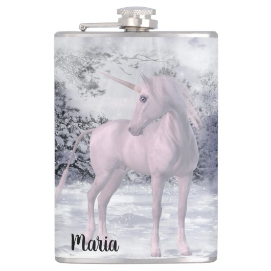 Winter Unicorn Flachmann (Vorderseite)