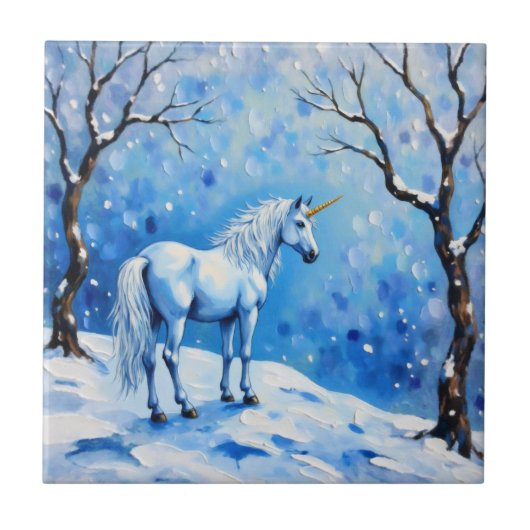 Winter Unicorn Fliese (Vorderseite)