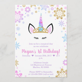 Winter Unicorn Geburtstag Einladungen
