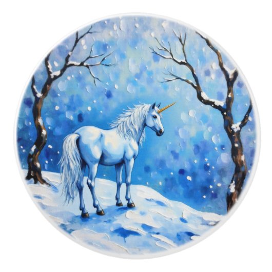 Winter Unicorn Keramikknauf (Vorderseite)