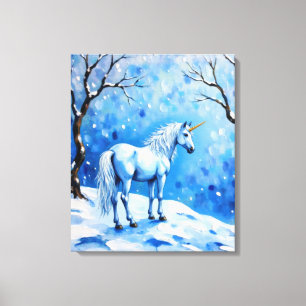 Winter Unicorn Leinwanddruck