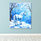 Winter Unicorn Leinwanddruck (Insitu (Holzboden))
