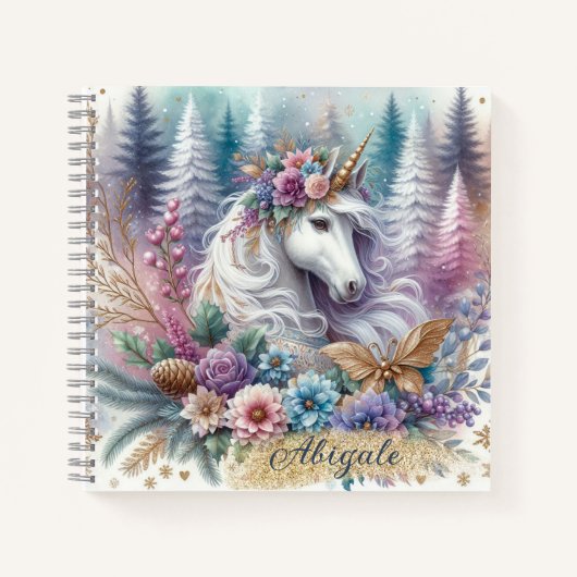 Winter Unicorn Magical Scene 3 - Personalisieren Notizblock (Vorderseite)