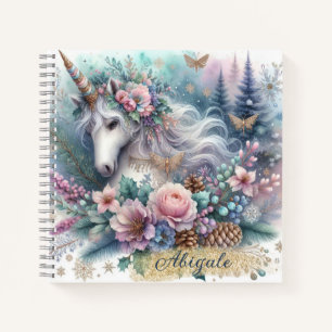 Winter Unicorn Magische Szene 1 - Personalisieren Notizblock
